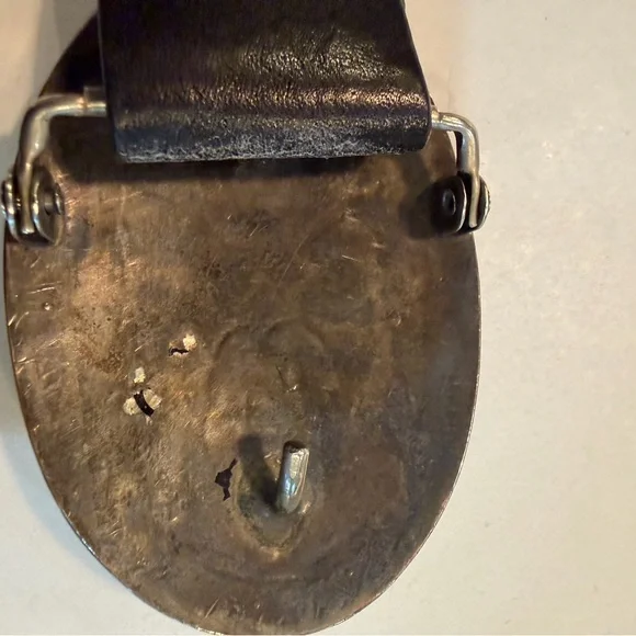 Authentic Vintage turquoise and coral Inlay Sterling Silver Buckle with belt
